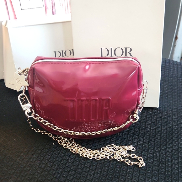 DIOR PATENT LEATHER BEAUTE POUCH NWOT - Picture 1 of 8